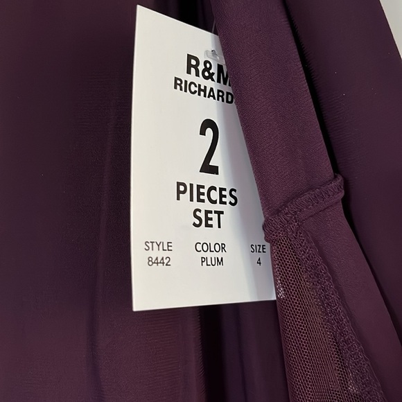 R & M Richards NWT 2PC Plum Party Sheath Dress with Sheer Jacket, Size 4 - Picture 16 of 17